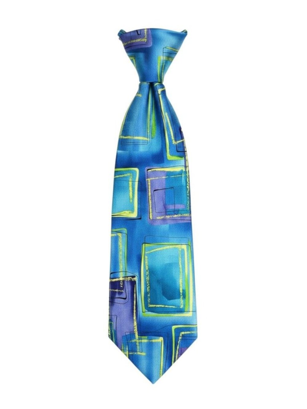 J. Garcia Mens Blue Abstract Geometric Print Tie